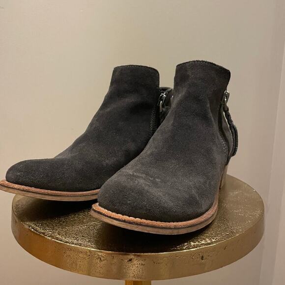Dolce Vita Sutton Suede Ankle Boots | Gray Tassel, Stacked Heel, Size 10 EUC - Picture 8 of 11